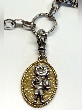 Silpada All Star Boy Two-Tone Charm Pendant Sterling Silver Gold